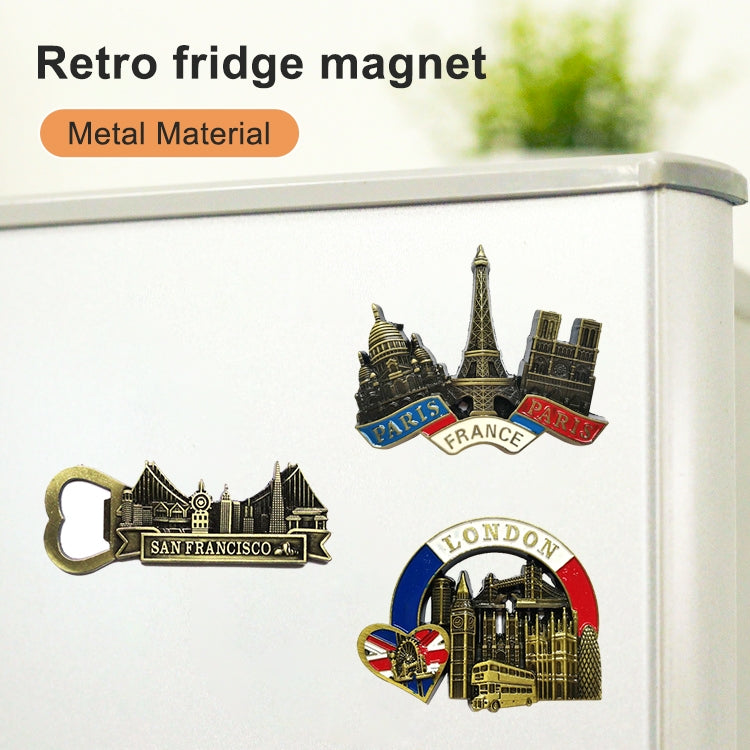 Architectural Landscape Metal Magnetic Refrigerator Stickers Home Decoration(Eiffel Tower Road Sign)