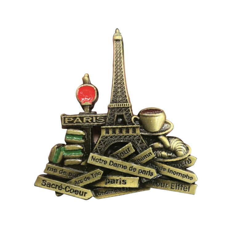 Architectural Landscape Metal Magnetic Refrigerator Stickers Home Decoration(Eiffel Tower Road Sign)