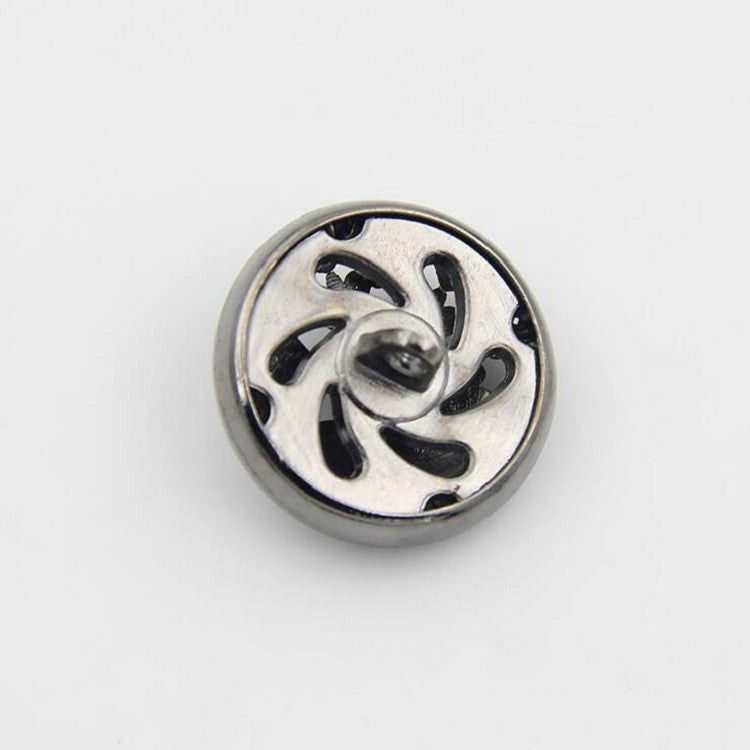 Black 100 PCS Hollow Flower Shape Metal Button Clothing Accessories, Diameter:18mm