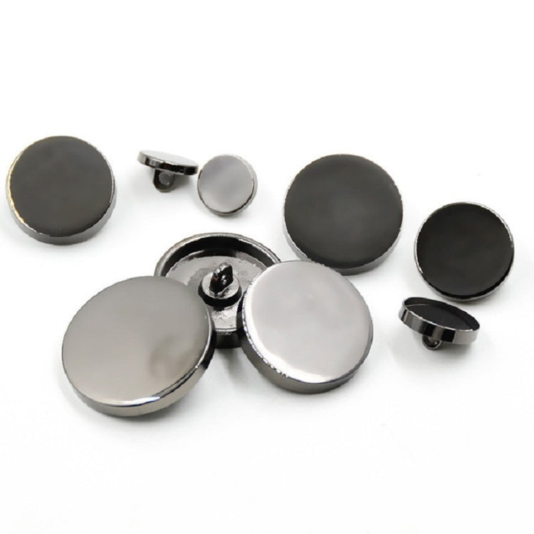 Black 100 PCS Flat Metal Button Clothing Accessories, Diameter:10mm