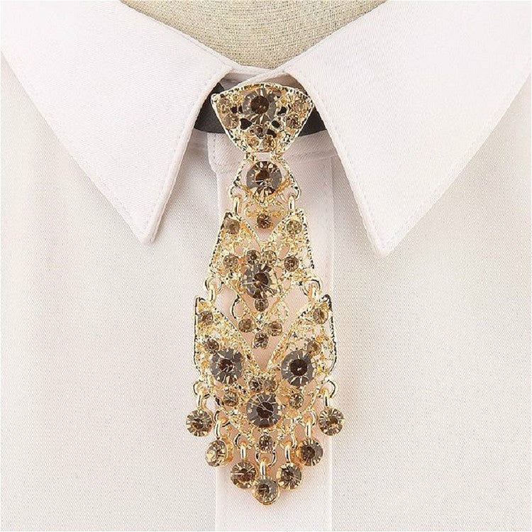 Unisex Metal Diamond Small Bow Tie Clothes Neckband Accessories(Gold Diamond on Gold)