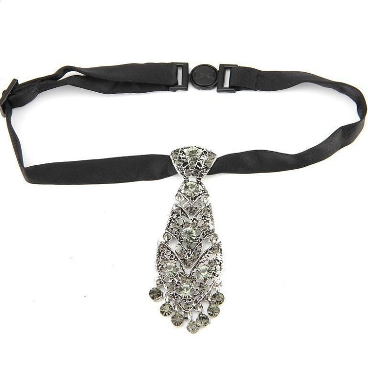 Unisex Metal Diamond Small Bow Tie Clothes Neckband Accessories(Black Diamond on Black)