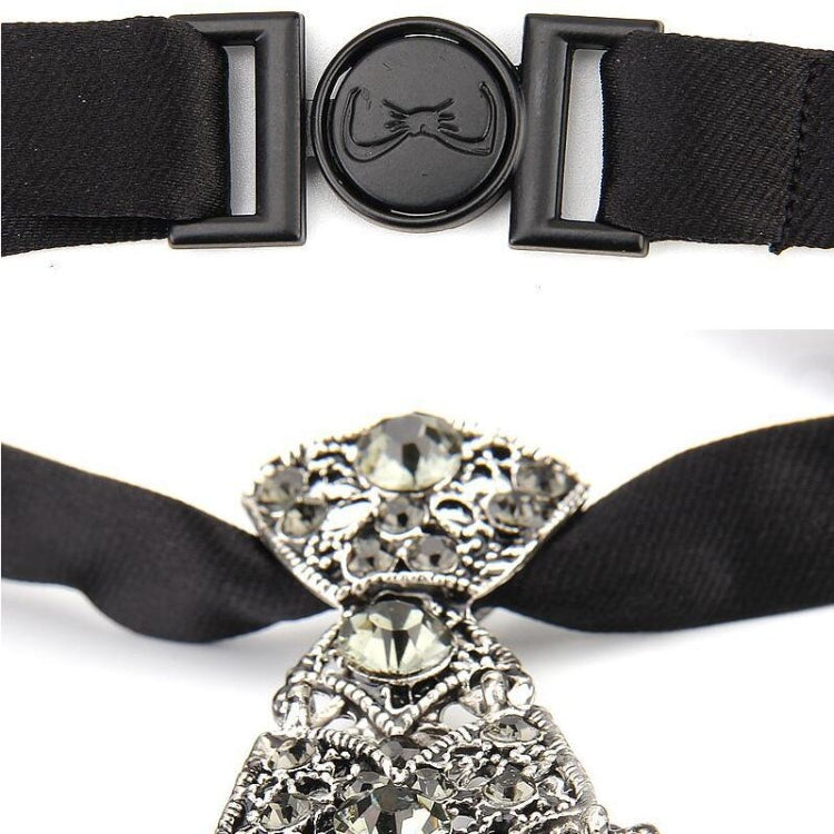 Unisex Metal Diamond Small Bow Tie Clothes Neckband Accessories(Black Diamond on Black)