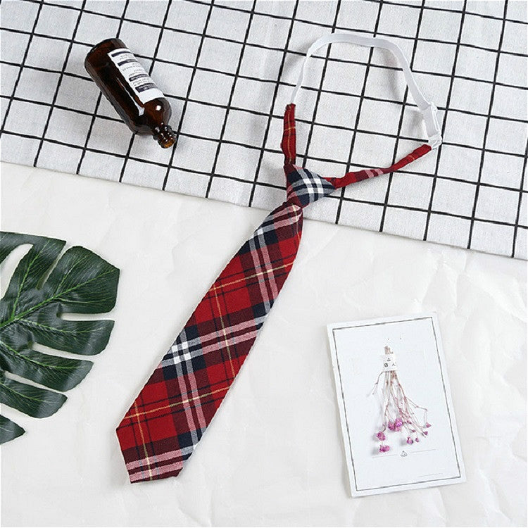 Lattice Stripe Pattern Cotton Short Rubber Band Bow Tie Clothing Accessories(A1705 Red)