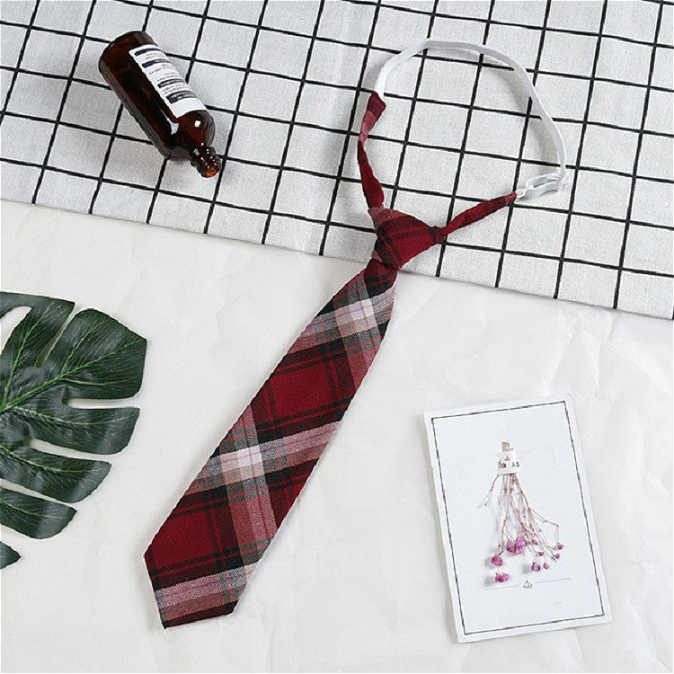 Lattice Stripe Pattern Cotton Short Rubber Band Bow Tie Clothing Accessories(A1716 Red Wine)