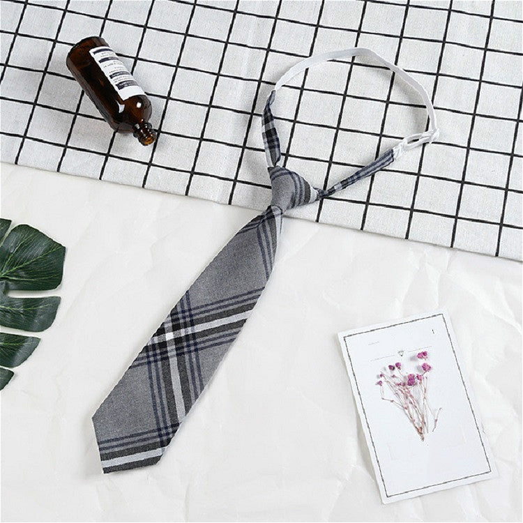 Lattice Stripe Pattern Cotton Short Rubber Band Bow Tie Clothing Accessories(A1717 Gray)