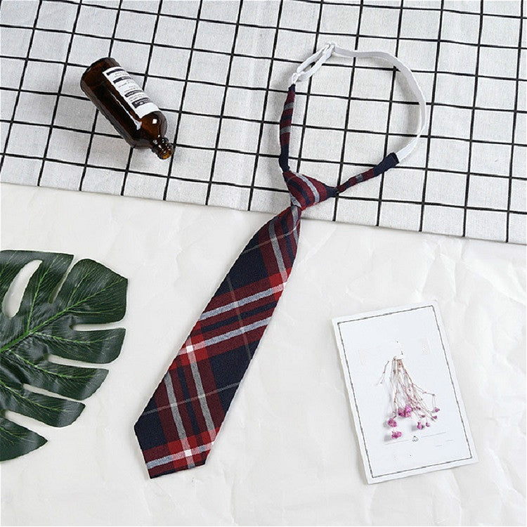 Lattice Stripe Pattern Cotton Short Rubber Band Bow Tie Clothing Accessories(A1708 Red Wine)