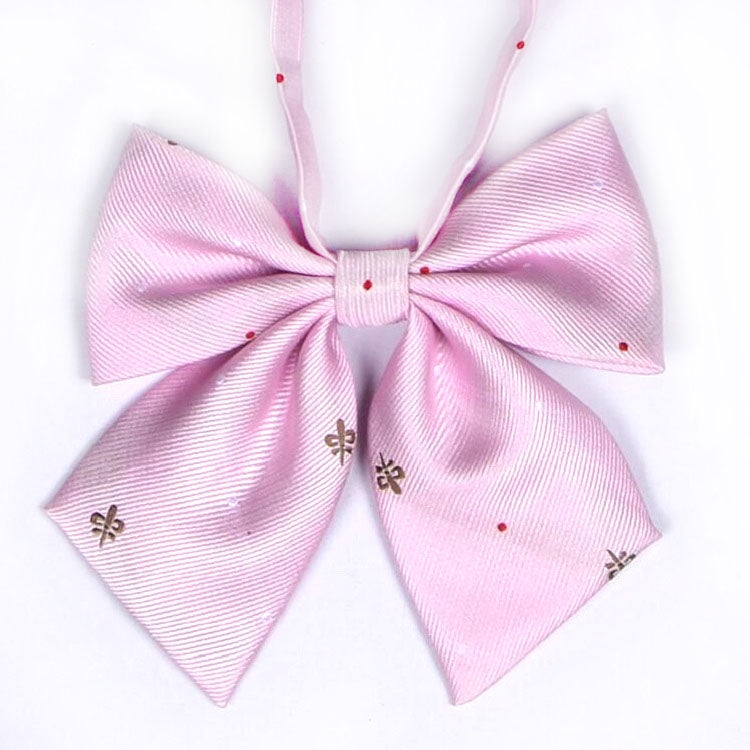 Jacquard Pattern Embroidered Uniform Bow Tie Clothes Accessories(Pink)