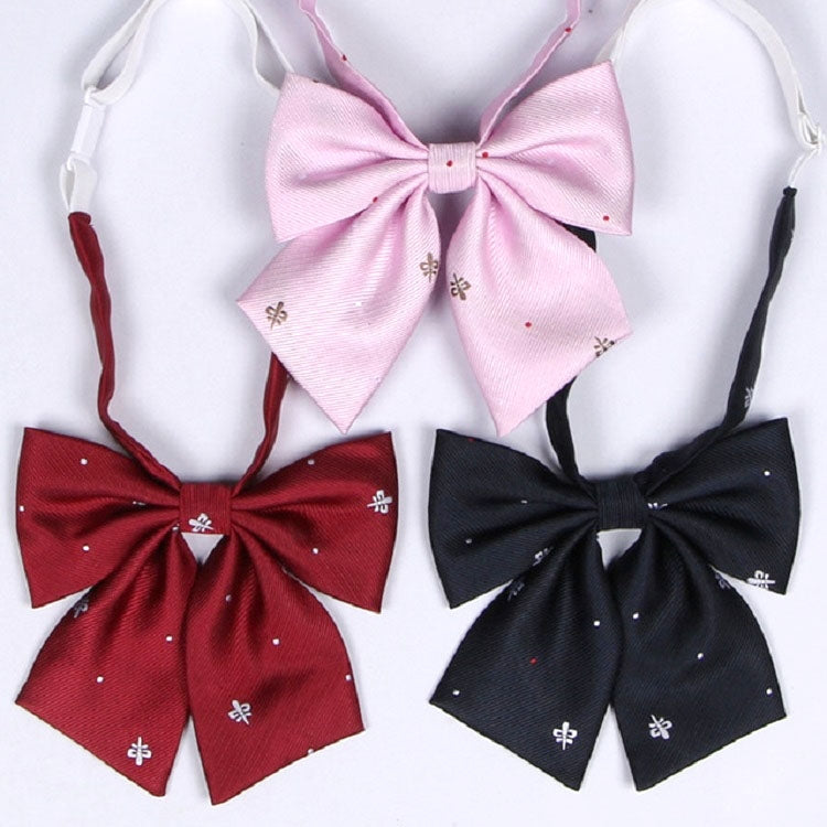 Jacquard Pattern Embroidered Uniform Bow Tie Clothes Accessories(Pink)