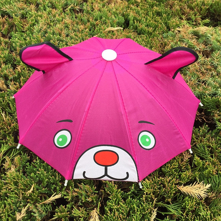 Cute Cartoon Children Umbrella Creative Long Handle Animal Umbrella(Rose Red)