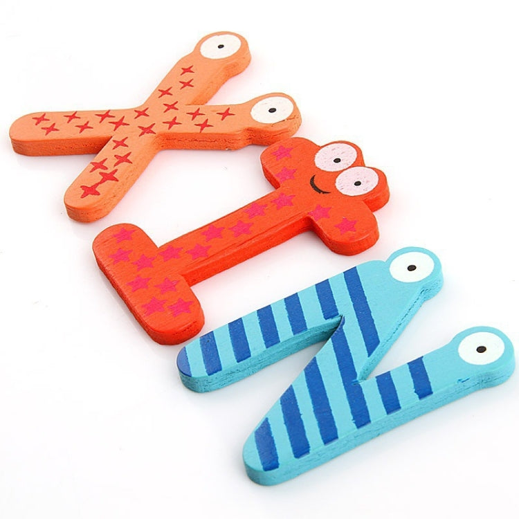 26 PCS Children Early Education Cartoon Wooden Large English Alphabet Animal Fridge Magnet