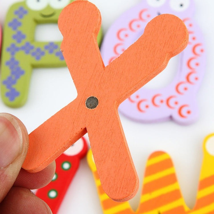 26 PCS Children Early Education Cartoon Wooden Large English Alphabet Animal Fridge Magnet