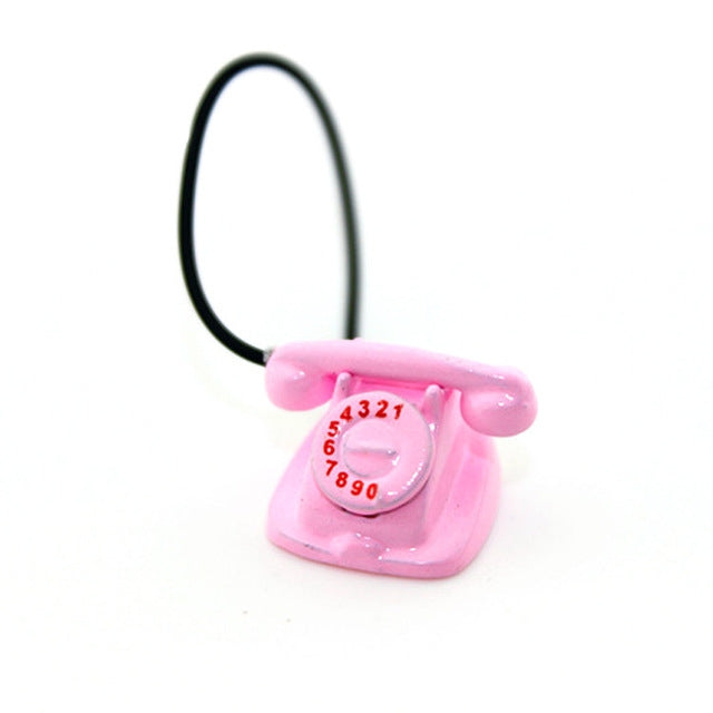 3 PCS Mini Home Wired Phone Doll House Miniature Ornaments Children Educational Toys, Random Color Delivery