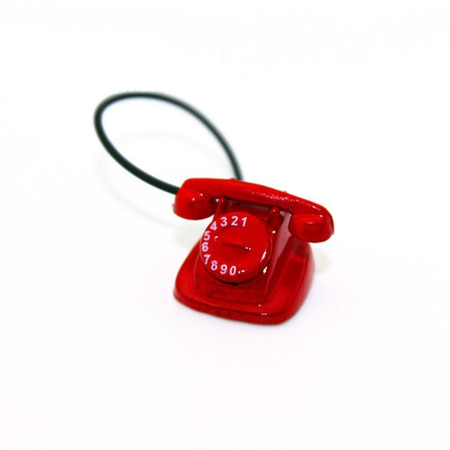 3 PCS Mini Home Wired Phone Doll House Miniature Ornaments Children Educational Toys, Random Color Delivery
