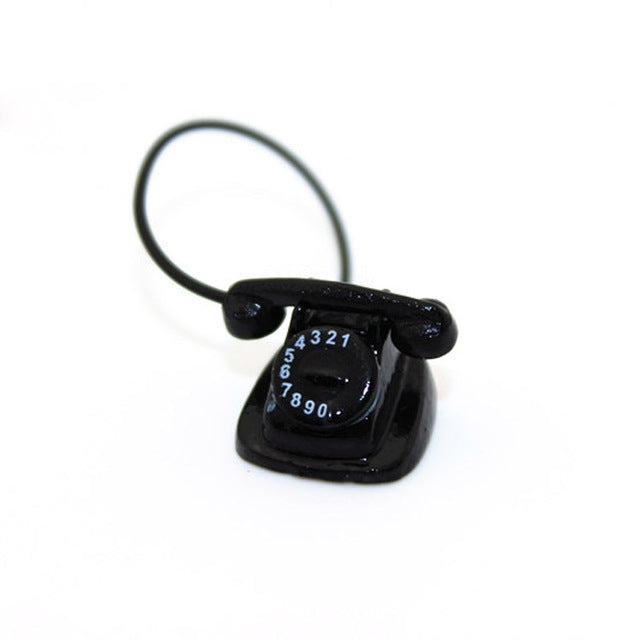 3 PCS Mini Home Wired Phone Doll House Miniature Ornaments Children Educational Toys, Random Color Delivery