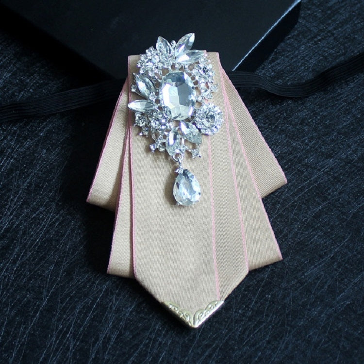 Men Diamond Shirt Bow Tie Banquet Wedding Host Costume Accessories(Khaki)