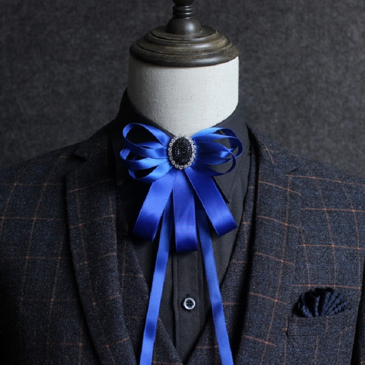 Men Diamond Ribbon Bow-knot Shirt Bow Tie Clothing Accessories(Royal Blue)