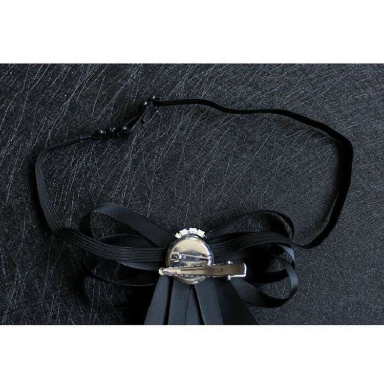 Men Diamond Ribbon Bow-knot Shirt Bow Tie Clothing Accessories(Black)