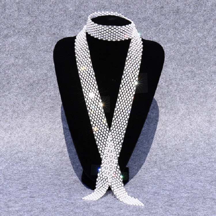 White Diamond on White Women Sequined Rhinestone Bow Tie Dance Costume Accessories