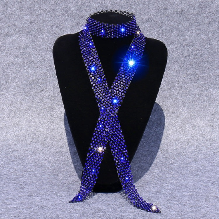 Blue Diamond on Black Women Sequined Rhinestone Bow Tie Dance Costume Accessories