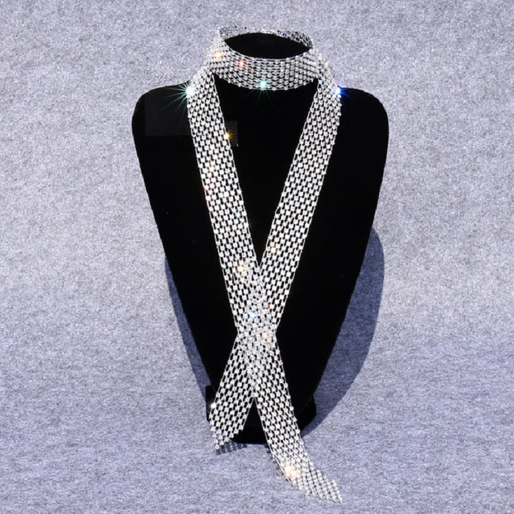 Silver Women Sequined Rhinestone Bow Tie Dance Costume Accessories