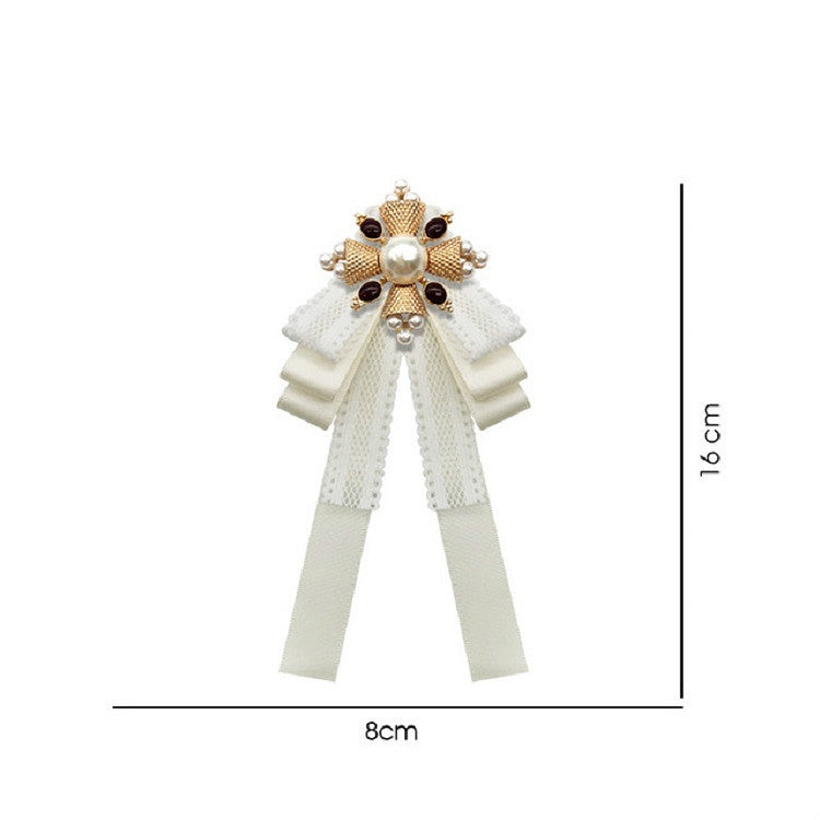Ladies Court Style Cloth Brooch Lace Bow-knot Bow Tie Costume Accessories, Style:Tie Belts Version(White)
