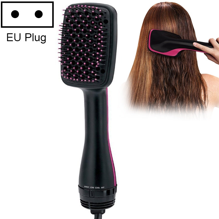 Professional Multi Function Electric Hair Blow Brush Hot Air Hair Curls Comb Salon Hair Styler, Plug standard:EU(Rose Red)