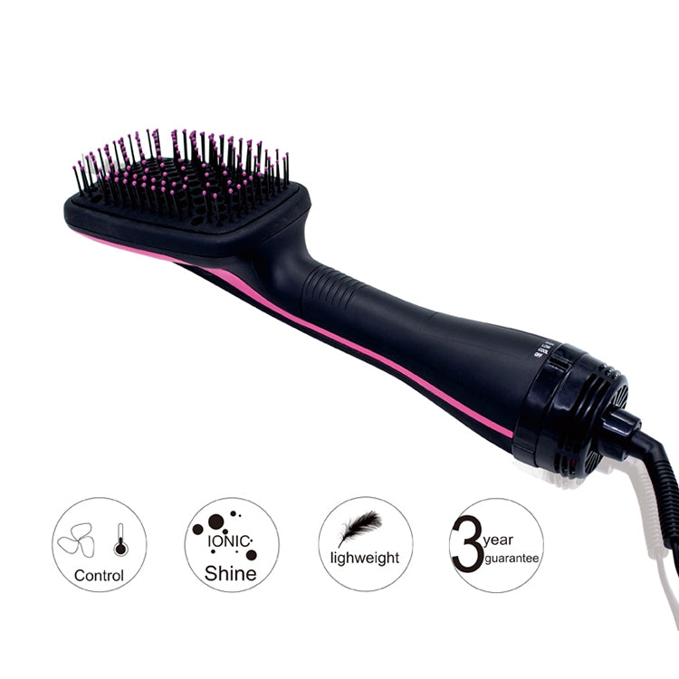 Professional Multi Function Electric Hair Blow Brush Hot Air Hair Curls Comb Salon Hair Styler, Plug standard:EU(Rose Red)