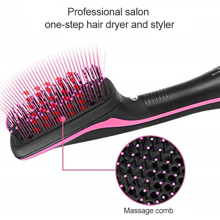 Professional Multi Function Electric Hair Blow Brush Hot Air Hair Curls Comb Salon Hair Styler, Plug standard:EU(Rose Red)