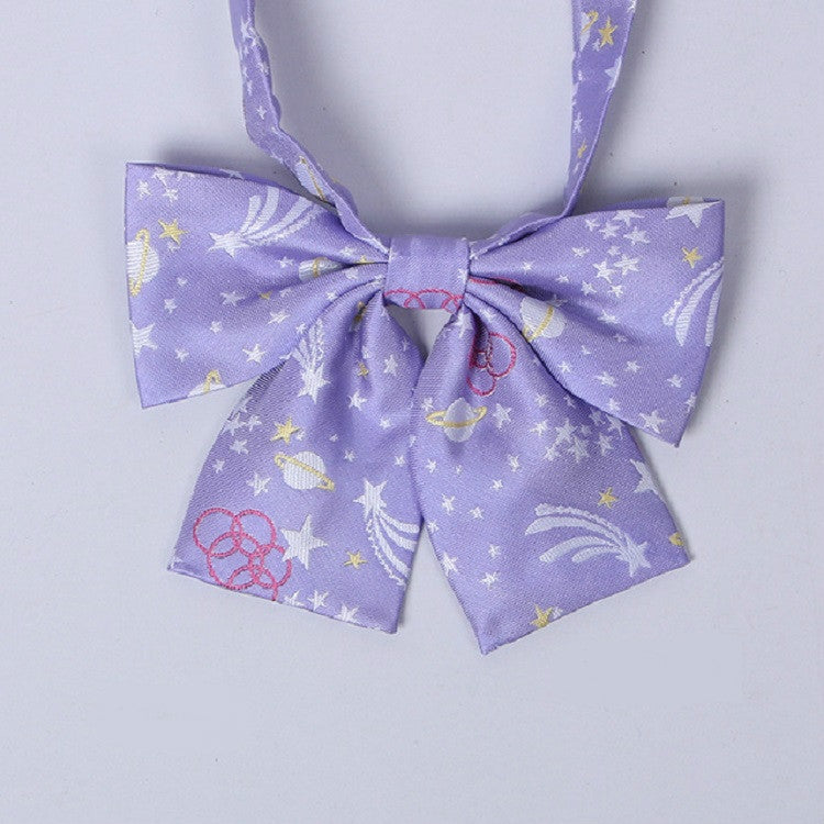 Planet Meteor Pattern College Style Bow-knot Uniform Bow Tie(Purple)