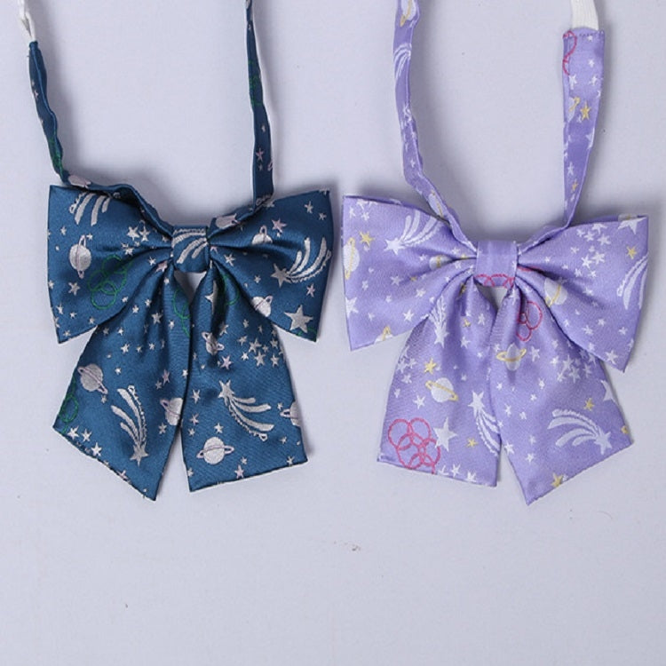 Planet Meteor Pattern College Style Bow-knot Uniform Bow Tie(Purple)