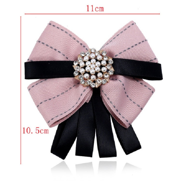 Women Diamond Pearl Multilayer Ribbon Bow-knot Bow Tie Clothing Accessories(Blue)