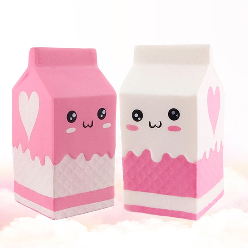 3 PCS Simulation Milk Box Shape Squishy Slow Rising Toy Slow Rebound PU Stress Reliever Squeeze Toy, Random Color Delivery