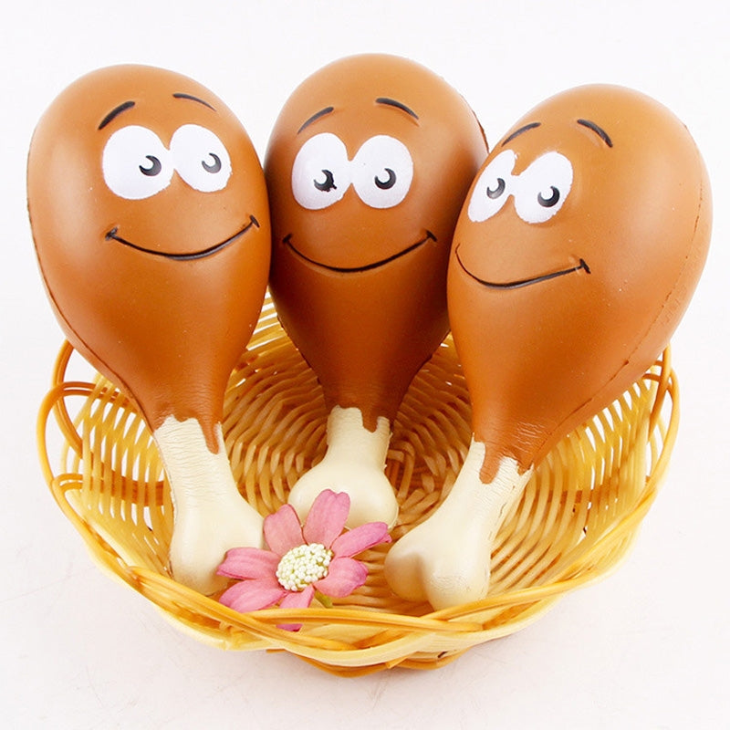 3 PCS Simulation Chicken Legs Shape Squishy Slow Rising Toy Slow Rebound PU Stress Reliever Squeeze Toy, Random Color Delivery