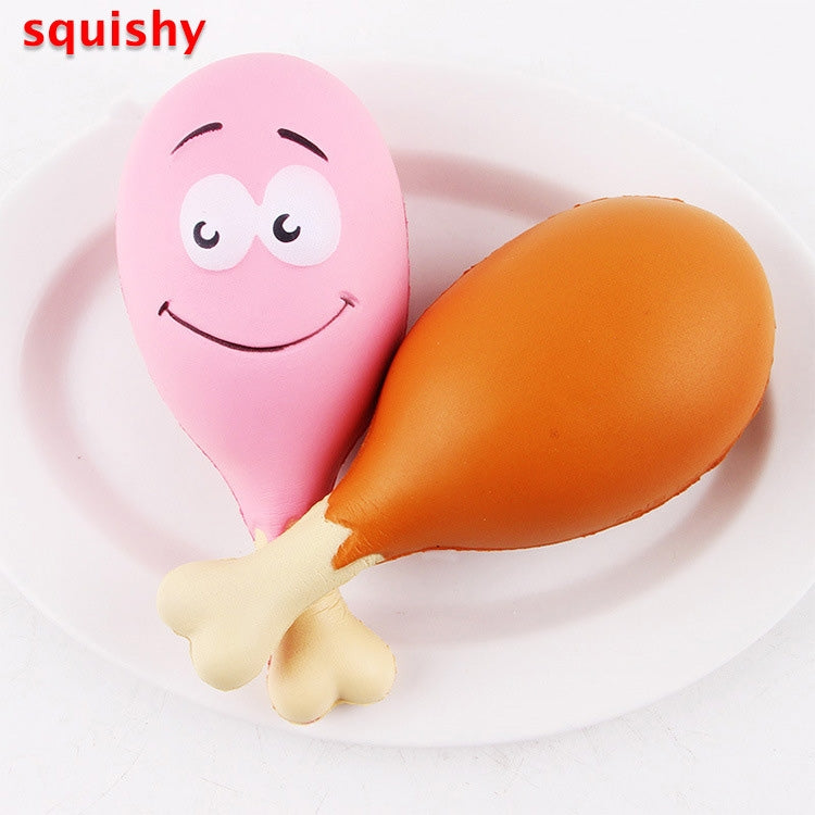 3 PCS Simulation Chicken Legs Shape Squishy Slow Rising Toy Slow Rebound PU Stress Reliever Squeeze Toy, Random Color Delivery