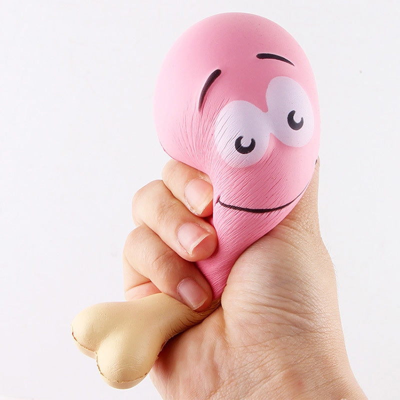 3 PCS Simulation Chicken Legs Shape Squishy Slow Rising Toy Slow Rebound PU Stress Reliever Squeeze Toy, Random Color Delivery