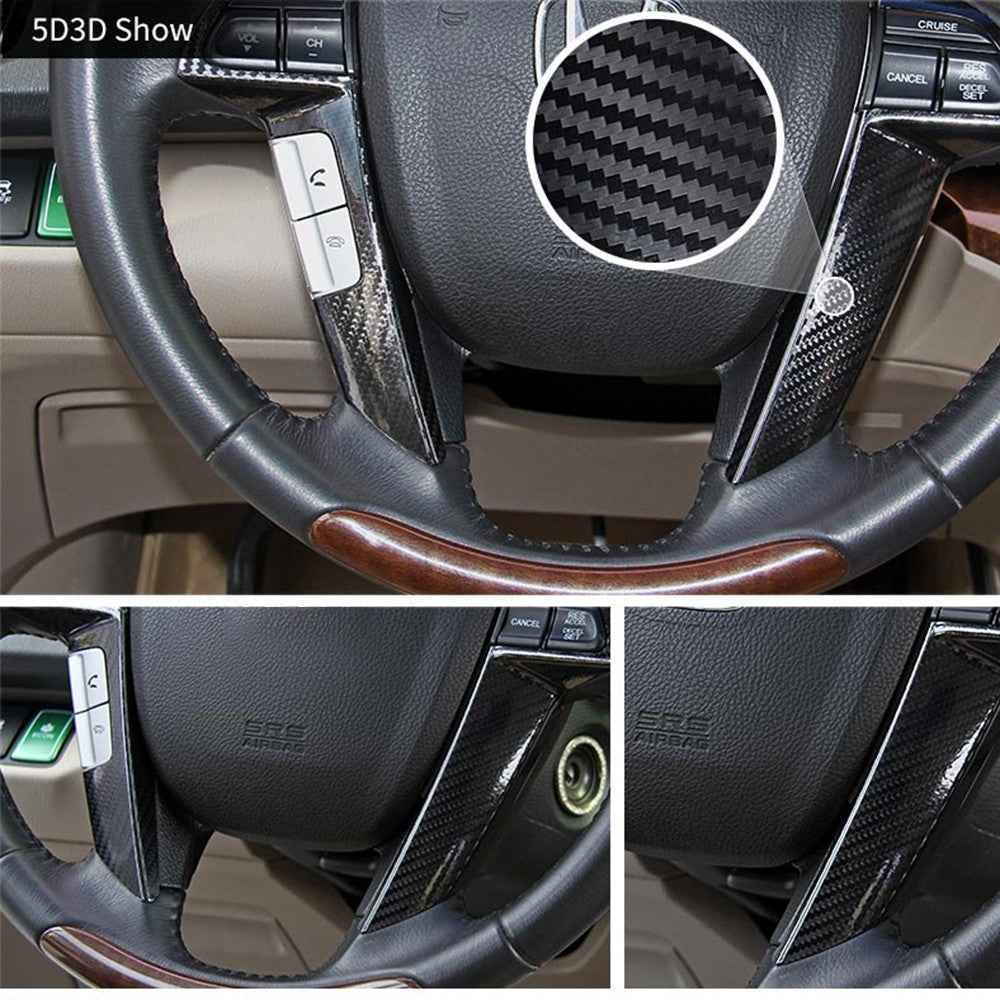 5D Vinyl Film Carbon Fiber Car Wrap Film Carbon Fiber Car Sticker Accessory Auto Film - Black