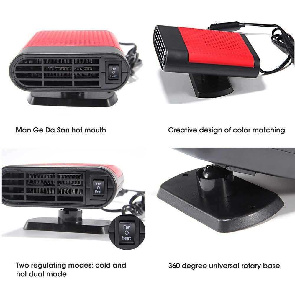 12V 150W 2-in-1 Auto Car Heater Cooling Fan Defroster Defrost Windscreen Window Demister - Black Ash/(Purify)
