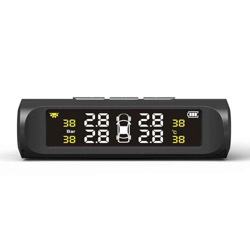 Car TPMS Tire Pressure Monitoring System with 4 External Sensor Solar Charging HD Digital LCD Display Auto Alarm System