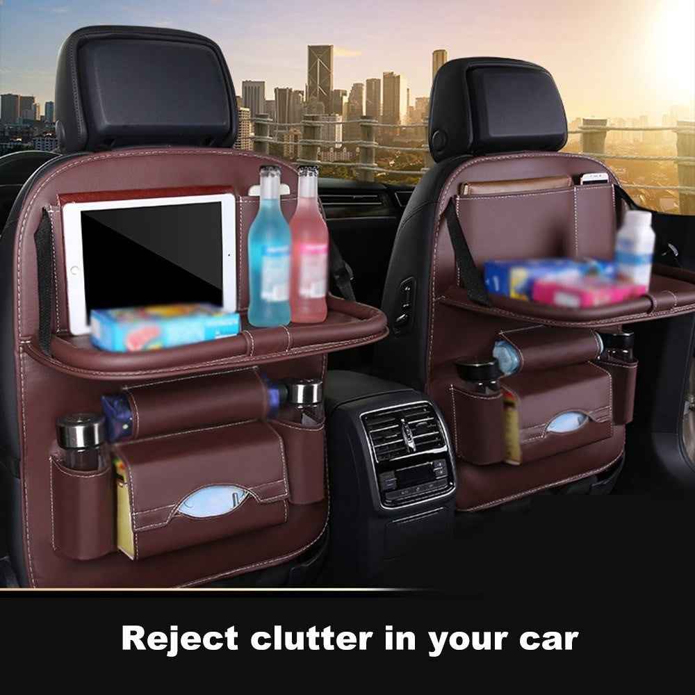Multifunction Car Seat Back Bag Folding Table Organizer Pad Drink Storage Pocket - Pink