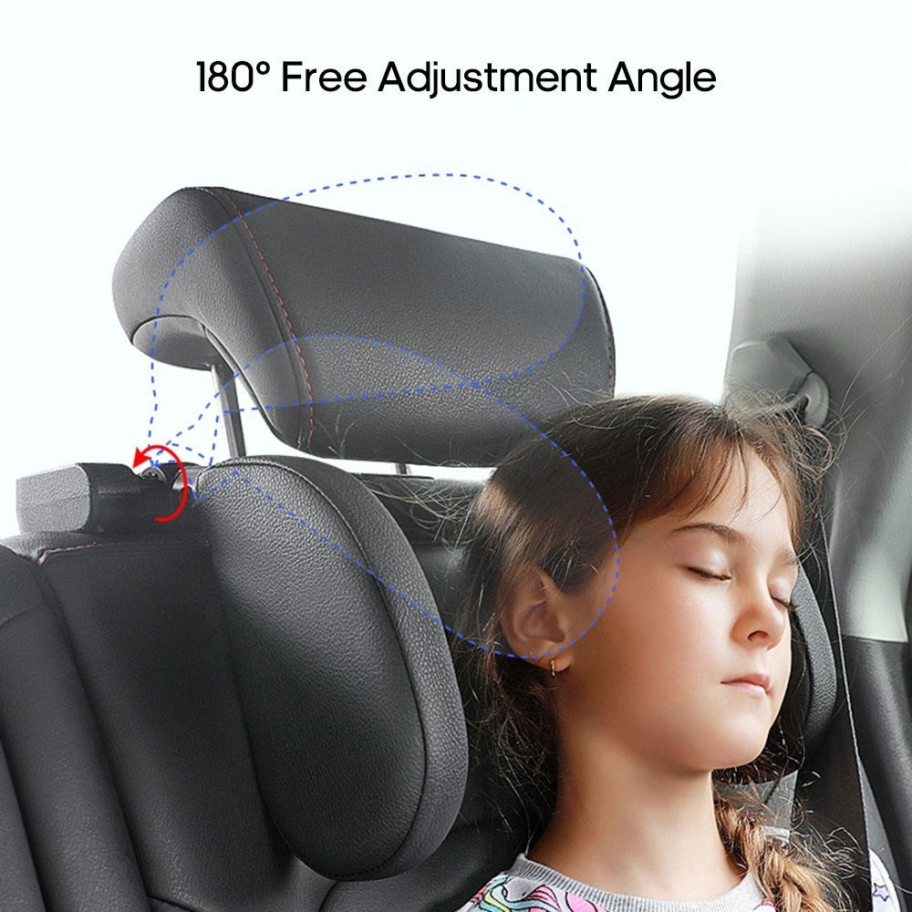 Triaxial Adjustable Car Seat Headrest Pillow Car Neck Head Shoulder Sleep Cushion - Black