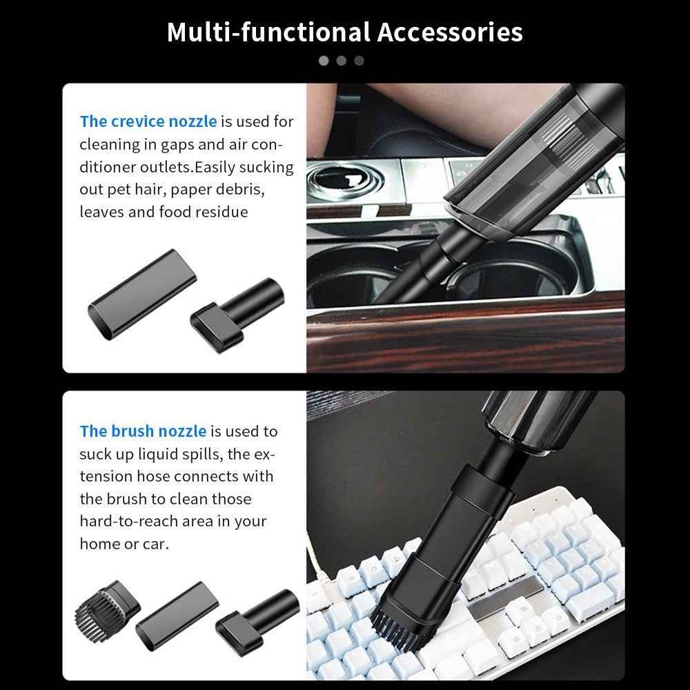 Car Vacuum Cleaner 6000Pa  High Power Handheld Vacuum Cordless Portable Mini Vacuum Cleaner for Car/Home/Pet Hair - Cordless/Black