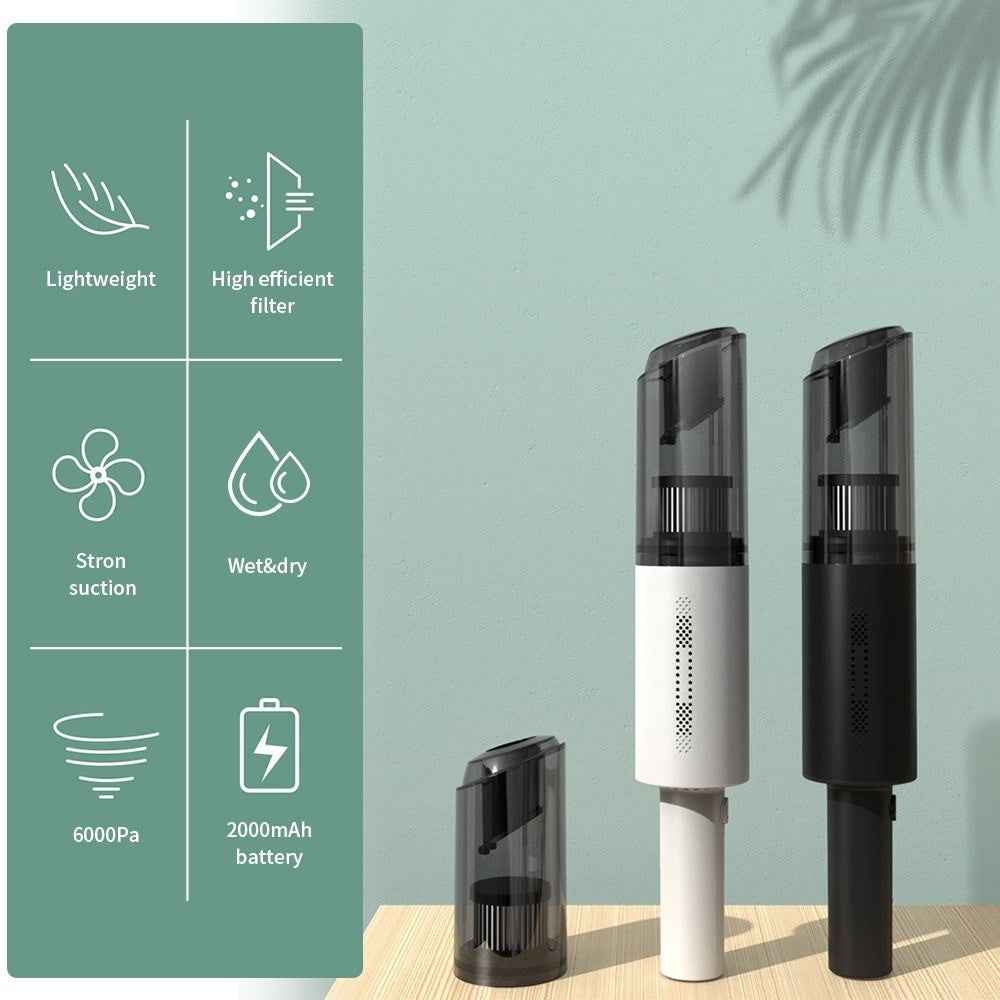 Car Vacuum Cleaner 6000Pa High Power Handheld Vacuum Cordless Portable Mini Vacuum Cleaner for Car/Home/Pet Hair - Cordless/White