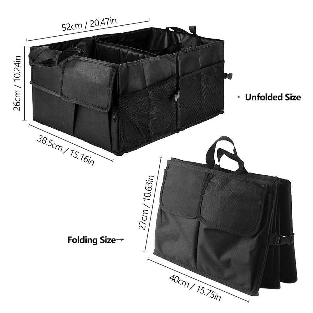 Foldable Portable Car Trunk Storage Bag Multi Compartments Large Capacity Oxford Cloth Storage Case Organizer for Camping Outing Traveling
