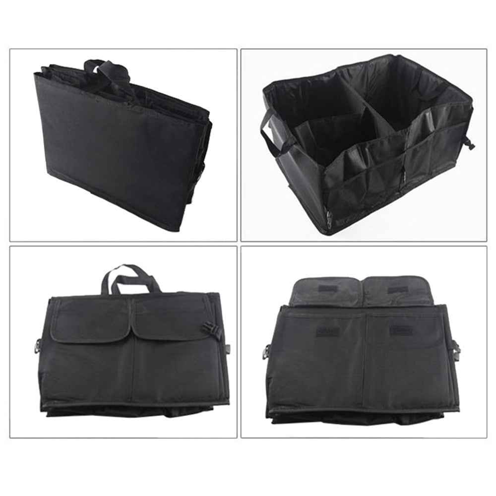 Foldable Portable Car Trunk Storage Bag Multi Compartments Large Capacity Oxford Cloth Storage Case Organizer for Camping Outing Traveling