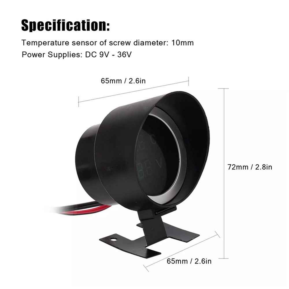 2V/24V Digital Car Water Temp Gauge Temperature Meter for Car Automotive