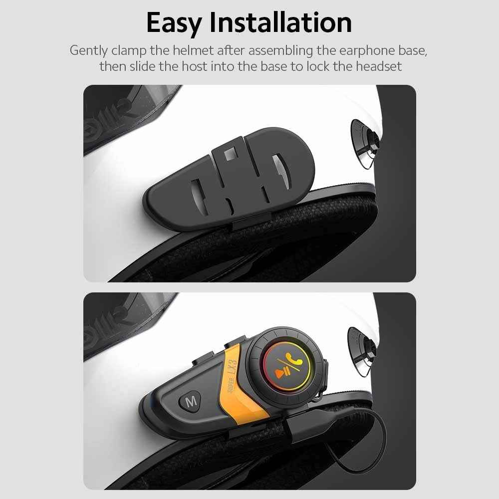 SUPER LX3 Bluetooth-compatible 5.0 Headset Motorcycle Motorbike Helmet Intercom Interphone for Riding Skiing Snowmobile Scooter - Green