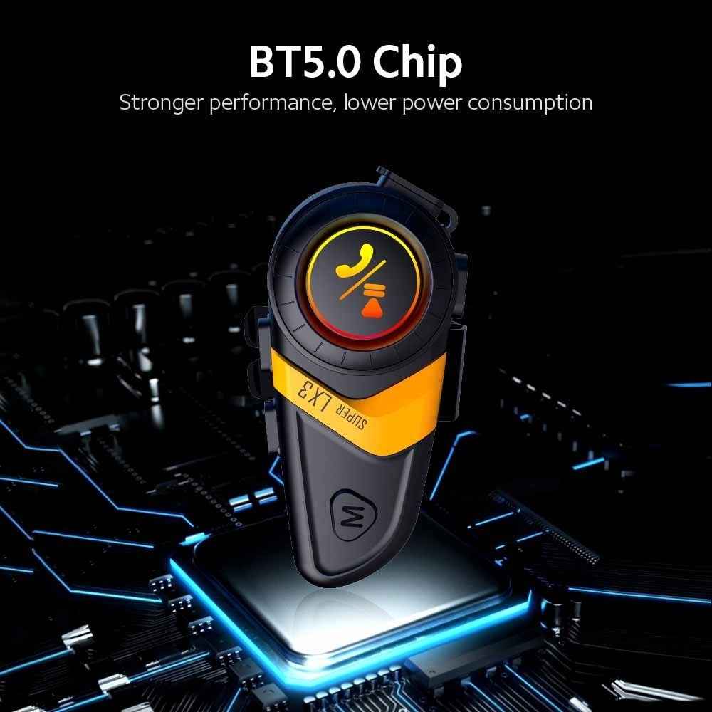 SUPER LX3 Bluetooth-compatible 5.0 Headset Motorcycle Motorbike Helmet Intercom Interphone for Riding Skiing Snowmobile Scooter - Red