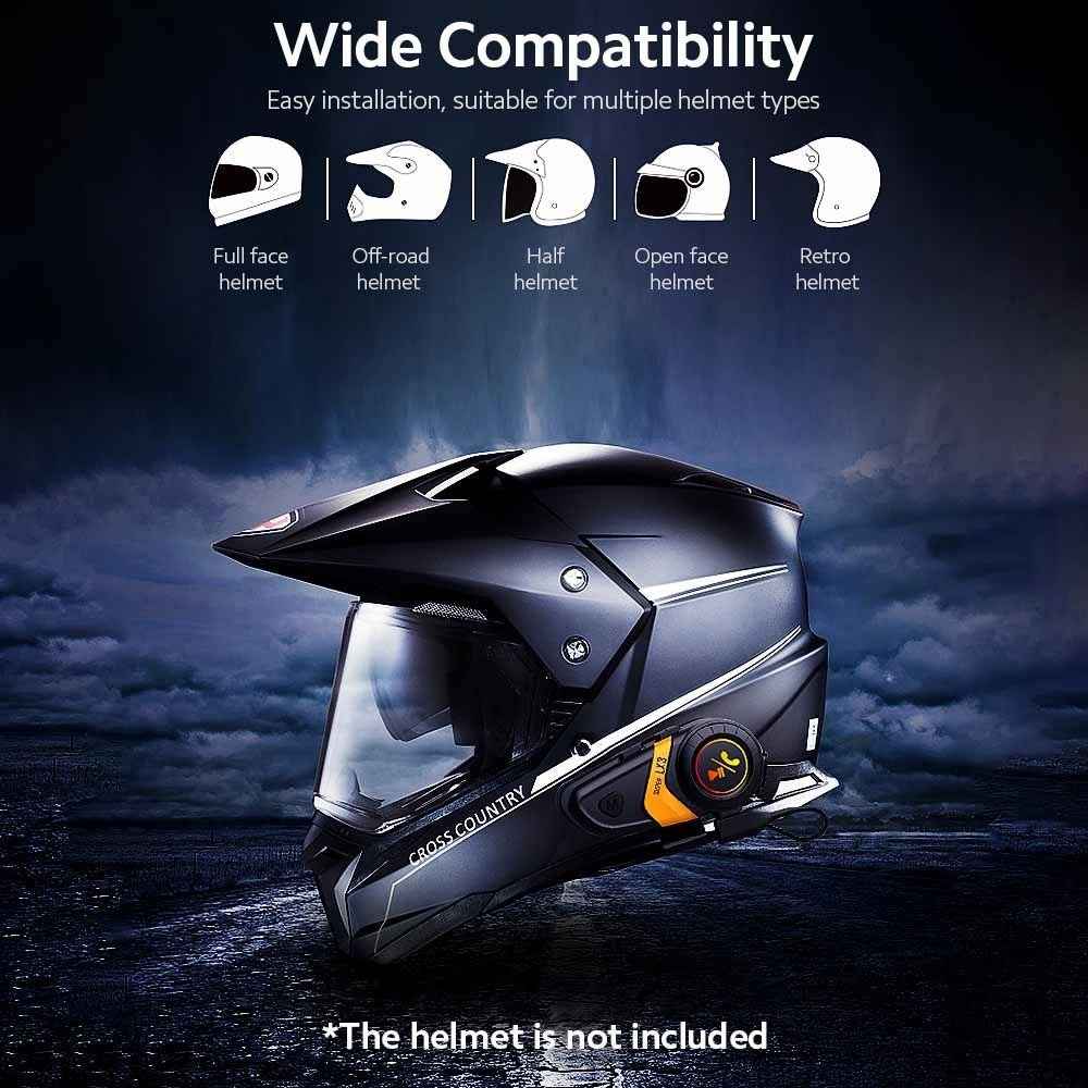 SUPER LX3 Bluetooth-compatible 5.0 Headset Motorcycle Motorbike Helmet Intercom Interphone for Riding Skiing Snowmobile Scooter - Red
