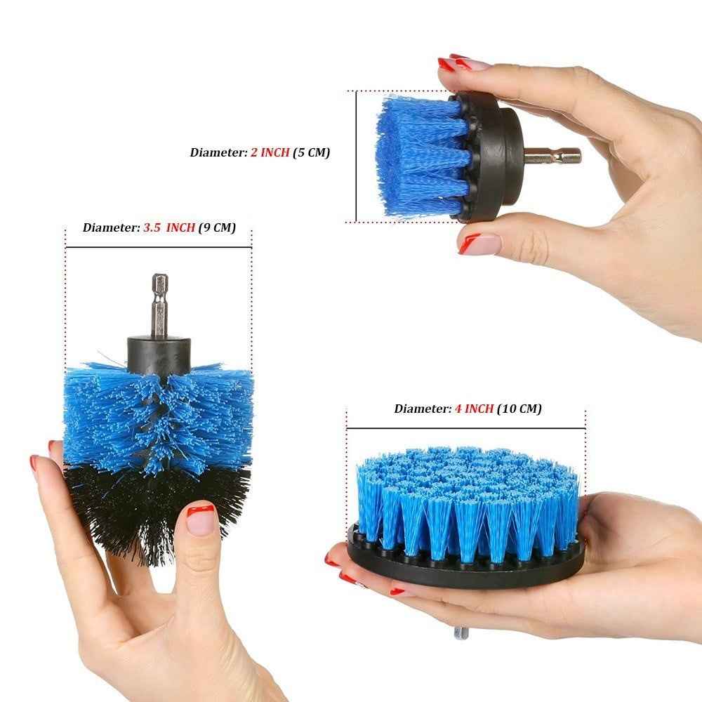 3 Pack Drill Brush Attachment Set Scrubber Cleaning Brush for Cleaning Bathroom Surfaces Floor Tub Shower Tile Kitchen - Blue